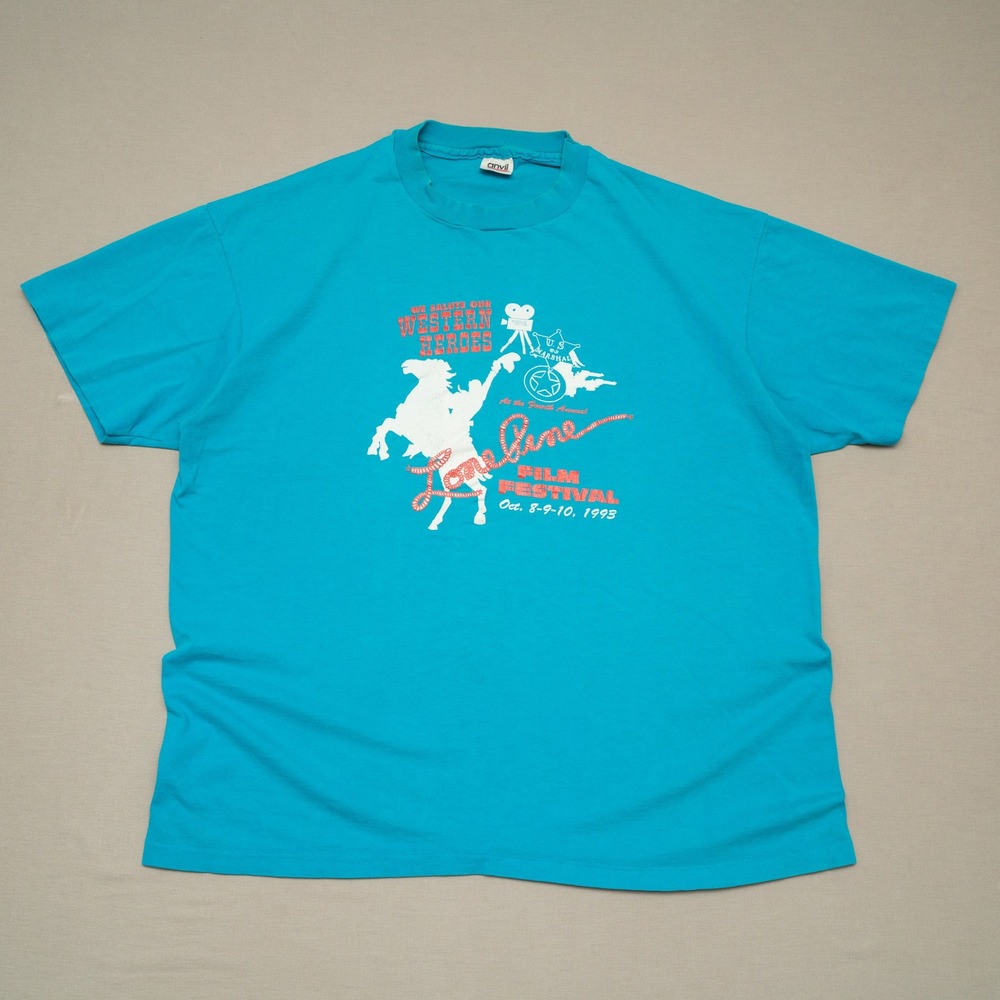 Vintage Lone Pine Film Festival 1993 Western Heros T Shirt Blue Adult @xl